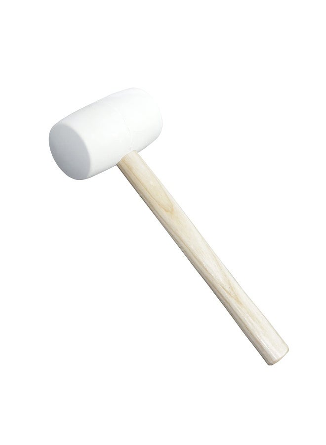 16 oz Professional Rubber Mallet with Ergonomic Wooden Handle - White/Cream Head - Image 3