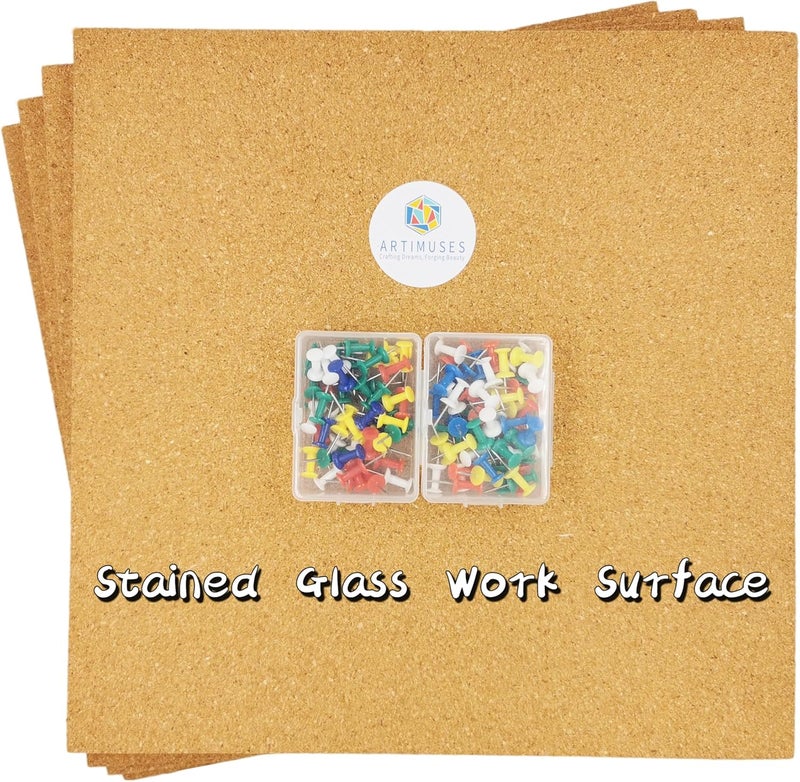 ARTIMUSES Stained Glass Supplies 12" X 12" Heat Resistant Stained Glass Work Surface,1/2" Thick (4Pack) - Image 1