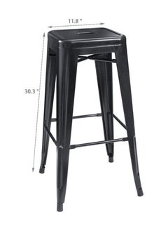Mahmayi Mahmayi HYX504 Metal Stackable Bar-Home Kitchen Stool - Black (Set of 2)  - Image 3