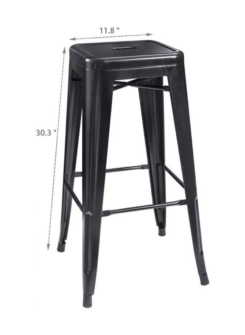 Mahmayi Mahmayi HYX504 Metal Stackable Bar-Home Kitchen Stool - Black (Set of 2)  - Image 3