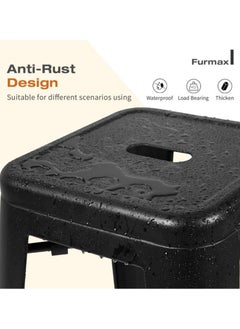 Mahmayi Mahmayi HYX504 Metal Stackable Bar-Home Kitchen Stool - Black (Set of 2)  - Image 4