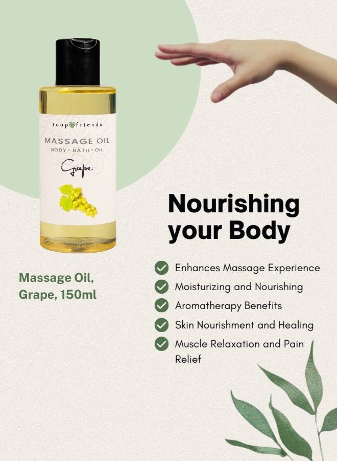 الصابون والأصدقاء زيت الجسم والتدليك الطبيعي برائحة العنب من سوب آند فريندز - غني بمضادات الأكسدة للعناية بالبشرة - 150 مل - Image 4