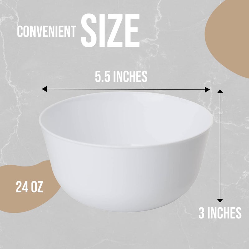 Trendables Plastic Bowls Set of 20 - 24 Oz White Fancy Serving Bowls - Perfect for Ice Cream  Salad  Candy - Disposable - Image 4