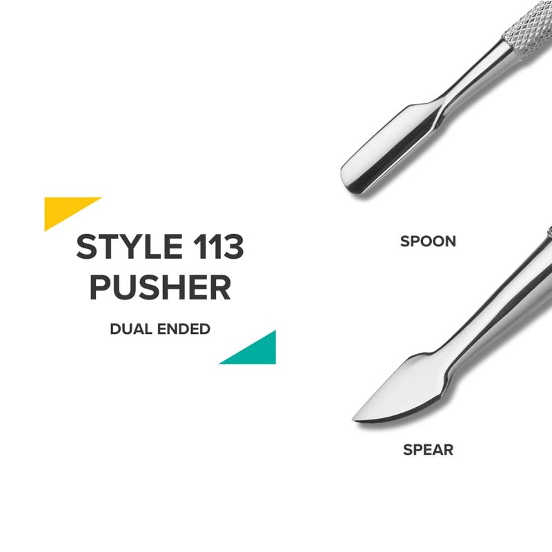 Rui Smiths Pro Cuticle Pusher with 2 Ends - Stainless Steel Manicure Tool - Style 113 - Image 3