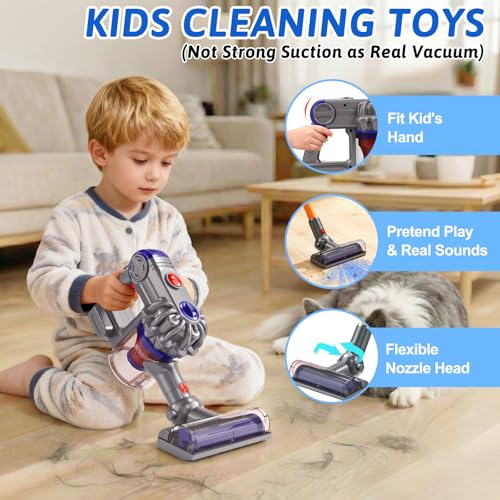 Tsomtto Kids Vacuum That Really Works 3in1 Kids Cleaning Toy Set for 3 4 5 6 7 Year Old Toddler Pretend Play Toys Vacuum Cleaner with Real Suction Birthday for Boys Girls Ages 35 48 - Image 5