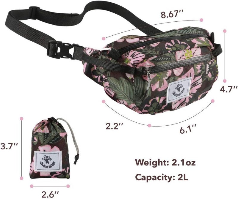 4Monster Hiking Waist Packs Portable,Water Resistant Fanny Bag with Adjustable Strap,Lightweight Crossbody Chest Bag Slim Bag - Image 3