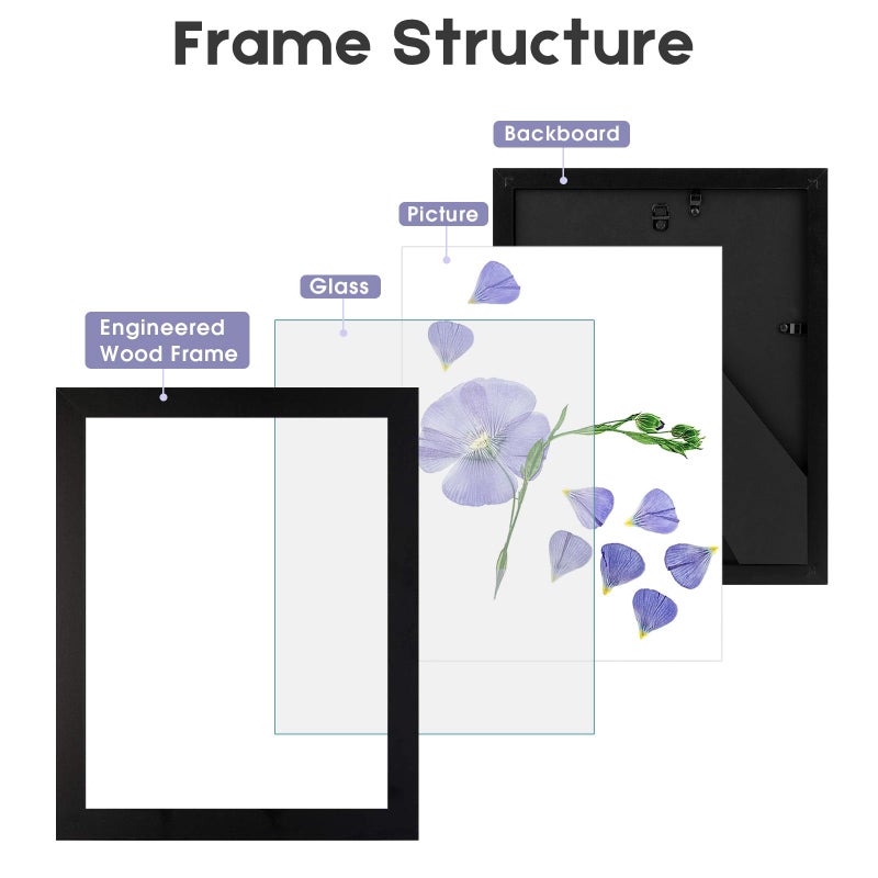Frametory, 8.5x11 Picture Frame with Glass, Tabletop & Wall Horizontal or Vertical Display, 8 1/2 x 11 Photo Frame for Diploma, Documents (Black, 1-Pack) - Image 4