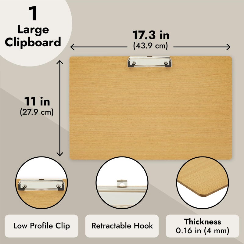 Juvale Wooden Clipboard - 11.5 x 17 in, Natural Wood - Lap Board & Lap Easel - Legal Size Clipboard for Forms - Portable Drawing Board - Image 4