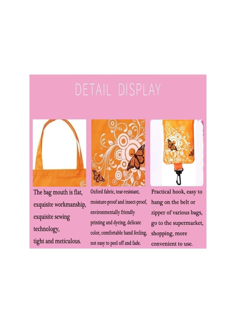 Generic - 1-Piece Foldable Large Capacity Reusable Shopping Bag,Butterfly Flower Oxford Fabric Shoulder Bag,Portable Eco Grocery Bags,Colour Orange - Image 1