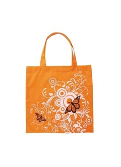 1-Piece Foldable Large Capacity Reusable Shopping Bag,Butterfly Flower Oxford Fabric Shoulder Bag,Portable Eco Grocery Bags,Colour Orange