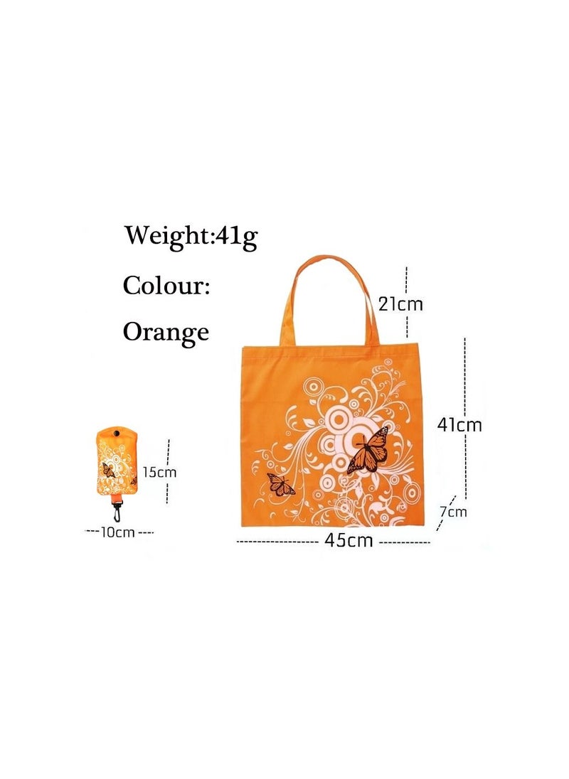 Generic - 1-Piece Foldable Large Capacity Reusable Shopping Bag,Butterfly Flower Oxford Fabric Shoulder Bag,Portable Eco Grocery Bags,Colour Orange - Image 1