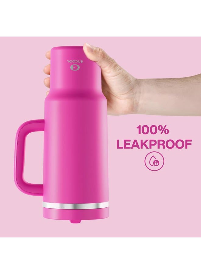 ENCOOL 40 oz Tumbler with Handle and Straw: Stainless Steel Insulated Tumbler Keeps Cold for 24 Hours, Leakproof Travel Cup Fits in Cup Holder and BPA-Free,Persian Rose - Image 5
