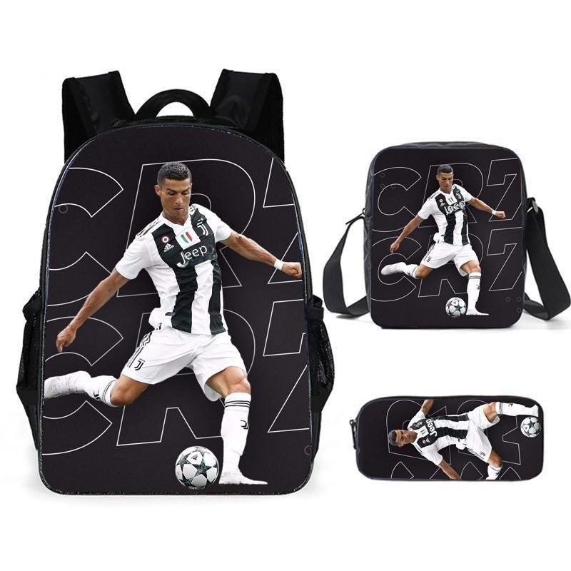 Cross-Border Cristiano Ronaldo Soccer Backpack with Messi Football Print - School Bag Set - Image 5