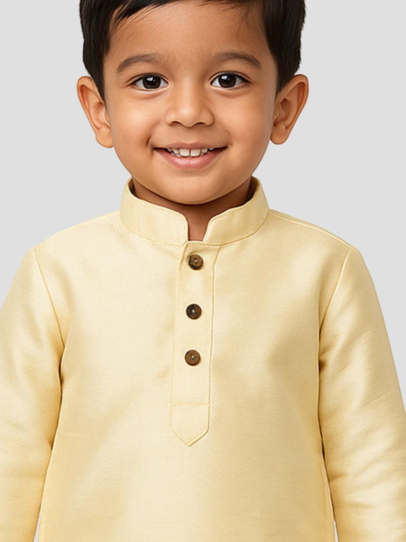 JBN Creation Boys' Cream Silk Blend Kurta and Pyjama Set_VASBKCR001nPCR_14 - Image 2