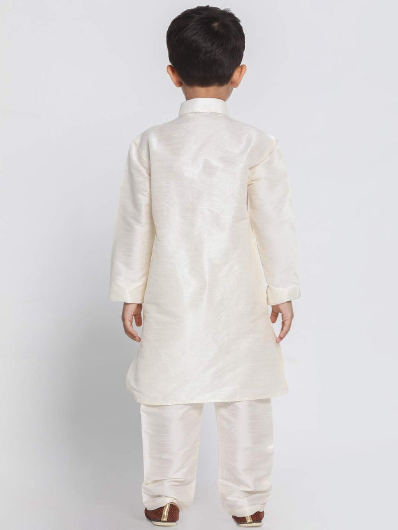 JBN Creation Boys' Cream Silk Blend Kurta and Pyjama Set_VASBKCR001nPCR_14 - Image 5