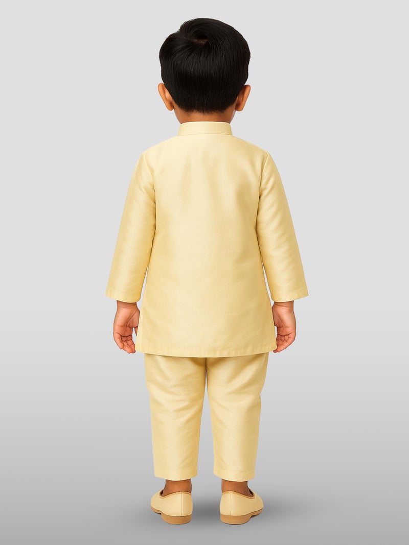 JBN Creation Boys' Cream Silk Blend Kurta and Pyjama Set_VASBKCR001nPCR_14 - Image 3