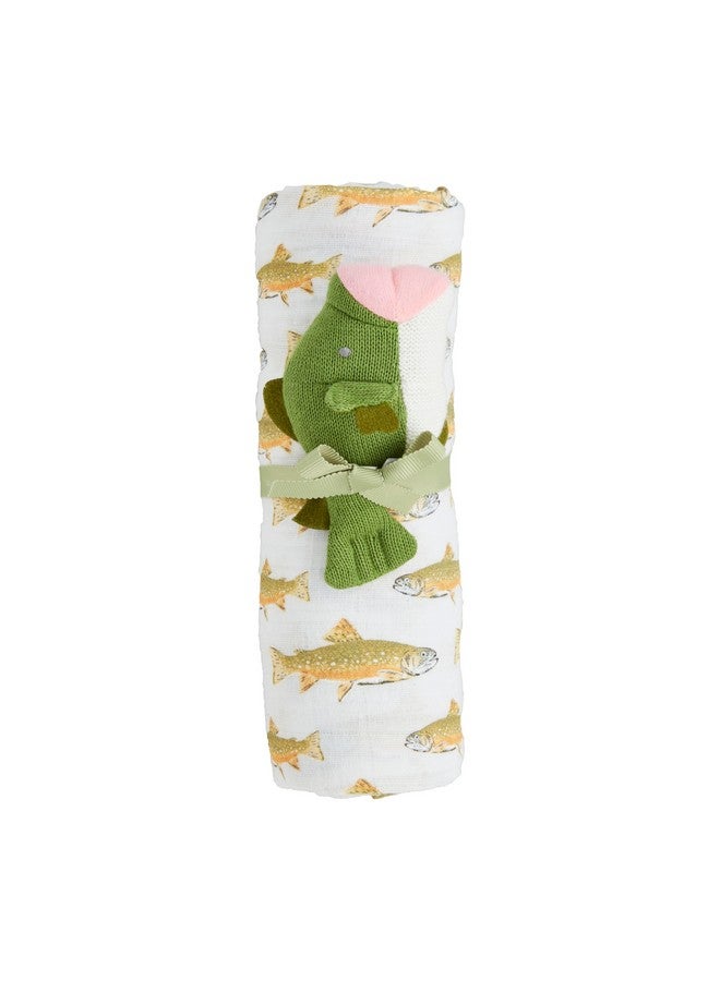 Mud Pie Children's Fish Swaddle and Rattle