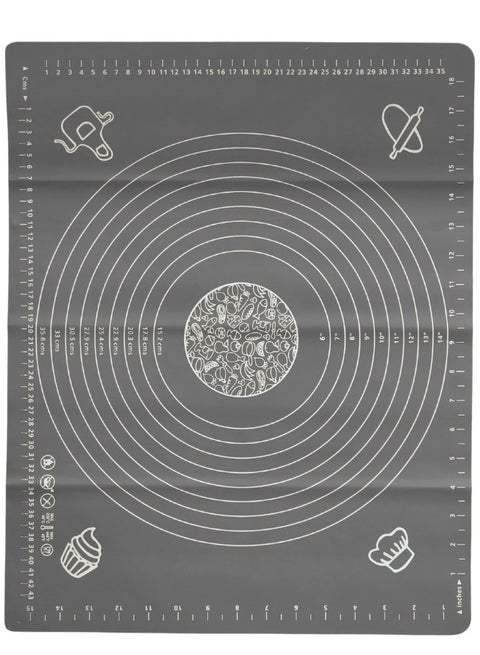حصيرة معجنات سيليكون كبيرة غير لاصقة قابلة لإعادة الاستخدام بمقياس 43 × 35 وأبعاد إجمالية 50 × 40 سم - حصيرة سيليكون آمنة للاستخدام في الطعام للعجين والمعجنات والبيتزا غير قابلة للانزلاق مع قياسات دقيقة لركوب العجين وحماية السطح مقاومة للحرارة حصيرة سيليكون سميكة صالحة للاستخدام في الطعام للبيتزا والمخبوزات والفطائر يمكن استخدامها كبطانة للفرن أو حصيرة لف العجين (رمادى)