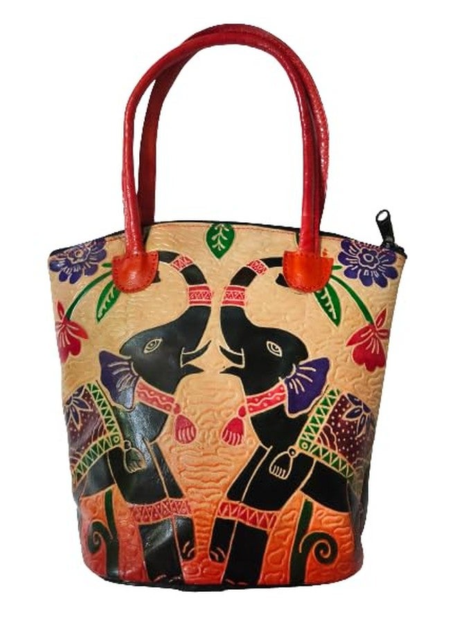 CLASSIQUE Shantiniketan Pure Leather Traditional Printed Handbag Medium Batua Purse for Women Block Print - Image 4