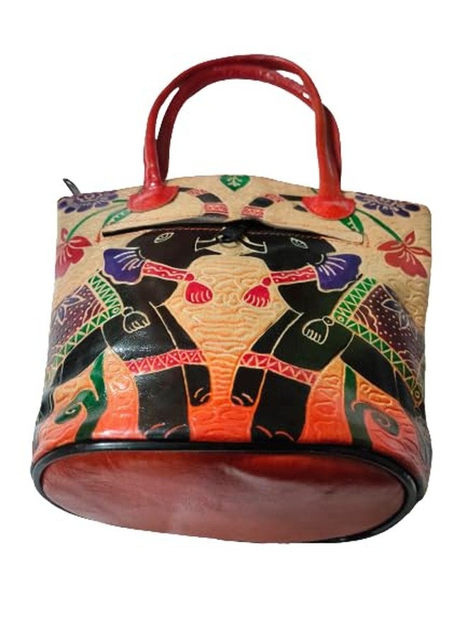 CLASSIQUE Shantiniketan Pure Leather Traditional Printed Handbag Medium Batua Purse for Women Block Print - Image 5