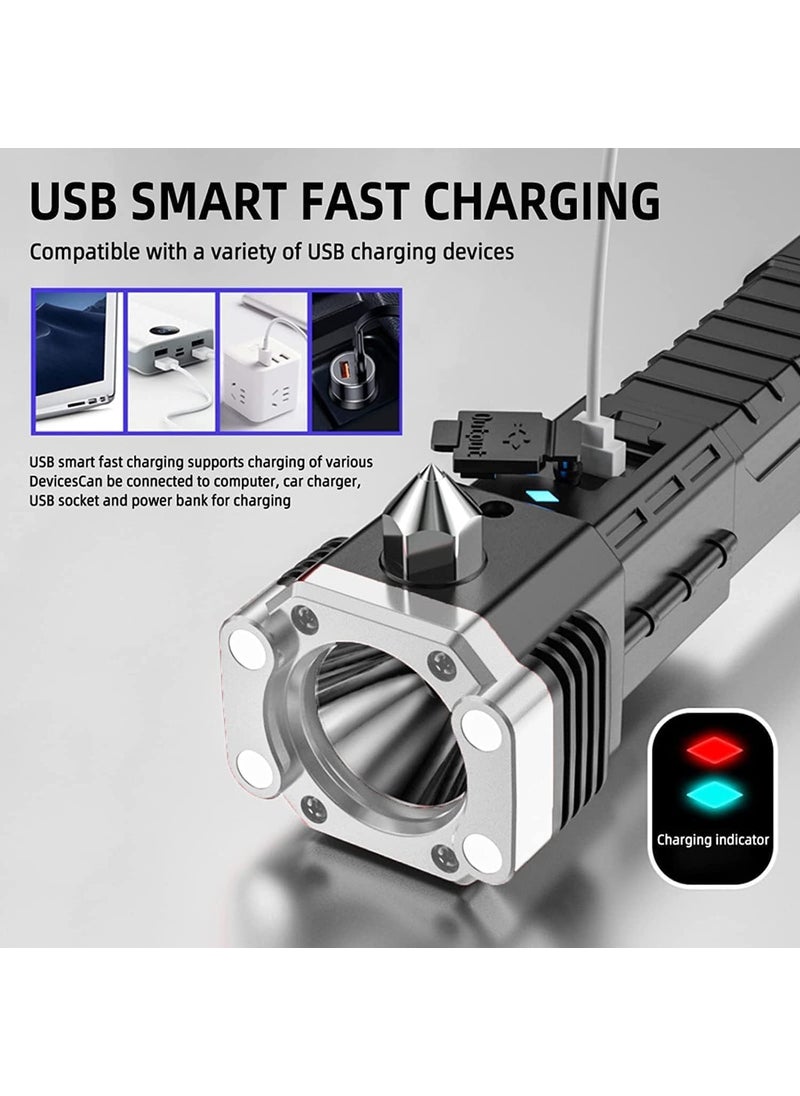The Hills The Hills Torch LightLED 3W Torch Light Rechargeable Torch FlashlightLong Distance Beam Range Car Rescue Torch with Hammer Window Glass and Seat Belt Cutter Built  - Image 5