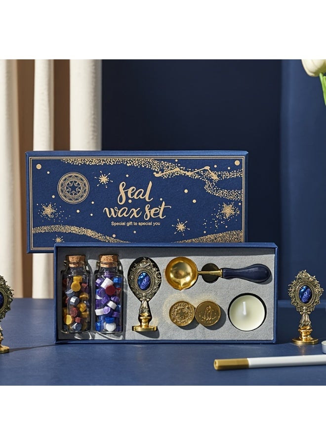 Wax Seal Stamp Kit with Gift Box - 3 Stamps, Wax Beads, Metallic Pen & Envelope for Gift Decoration DIY - Image 2