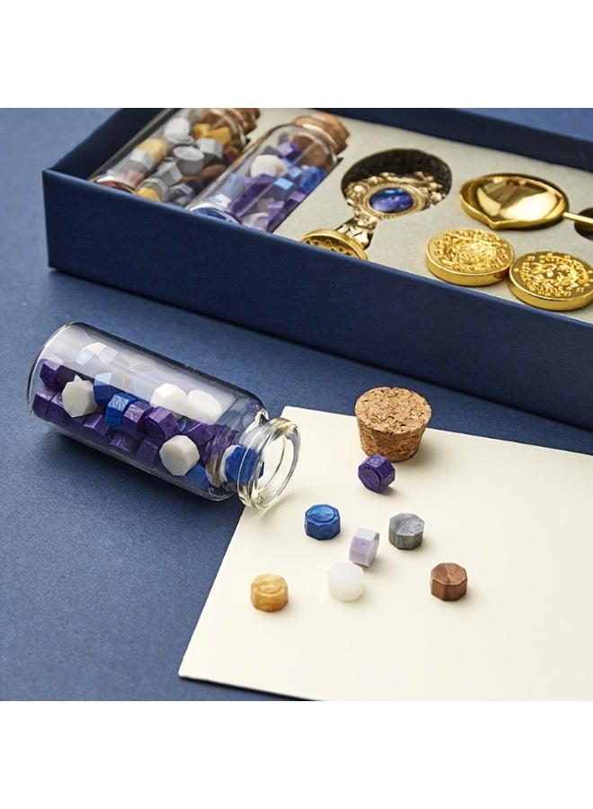 Wax Seal Stamp Kit with Gift Box - 3 Stamps, Wax Beads, Metallic Pen & Envelope for Gift Decoration DIY - Image 3