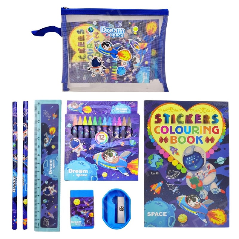 PLUSPOINT مجموعة هدايا القرطاسية الكرتونية للأطفال - عبوة من 8 قطع من مستلزمات القرطاسية للأطفال هدية مفيدة مجموعة القرطاسية الكرتونية هدية عودة عيد الميلاد ملحقات مدرسية للأولاد والبنات، لون الحبر - متعدد الألوان - Image 1