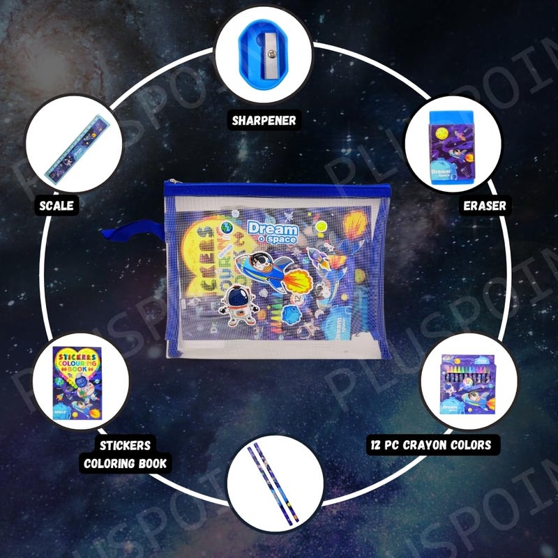 PLUSPOINT مجموعة هدايا القرطاسية الكرتونية للأطفال - عبوة من 8 قطع من مستلزمات القرطاسية للأطفال هدية مفيدة مجموعة القرطاسية الكرتونية هدية عودة عيد الميلاد ملحقات مدرسية للأولاد والبنات، لون الحبر - متعدد الألوان - Image 3