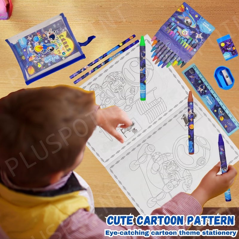 PLUSPOINT مجموعة هدايا القرطاسية الكرتونية للأطفال - عبوة من 8 قطع من مستلزمات القرطاسية للأطفال هدية مفيدة مجموعة القرطاسية الكرتونية هدية عودة عيد الميلاد ملحقات مدرسية للأولاد والبنات، لون الحبر - متعدد الألوان - Image 5