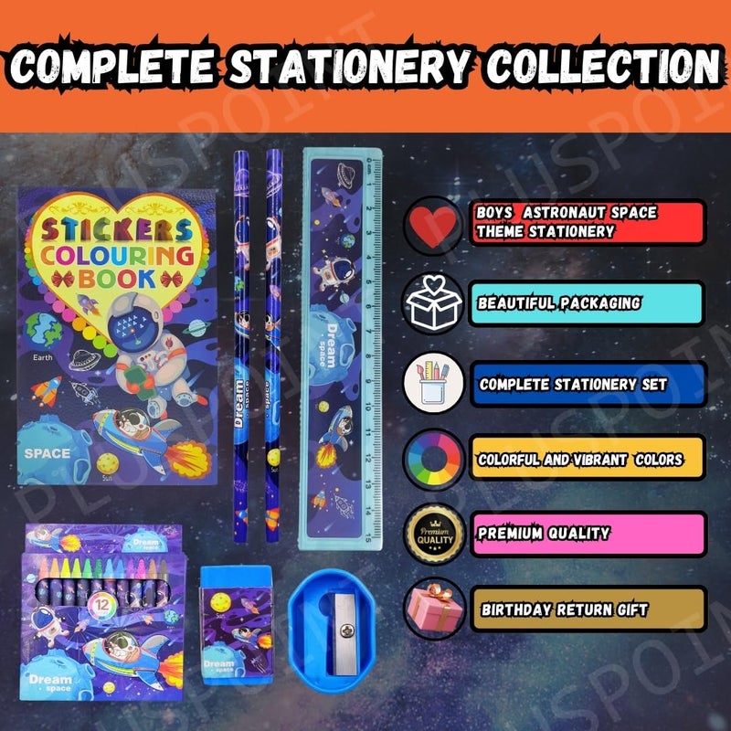 PLUSPOINT مجموعة هدايا القرطاسية الكرتونية للأطفال - عبوة من 8 قطع من مستلزمات القرطاسية للأطفال هدية مفيدة مجموعة القرطاسية الكرتونية هدية عودة عيد الميلاد ملحقات مدرسية للأولاد والبنات، لون الحبر - متعدد الألوان - Image 2