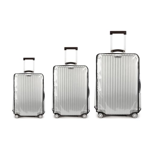 Wsstacxy 3-Pieces Luggage Cover Protectors Clear PVC Suitcase Cover Set Suitcase Covers Transparent Waterproof Suitcase Sleeve for 20-24-28inch Luggage (20 24 28Inch) - Image 1