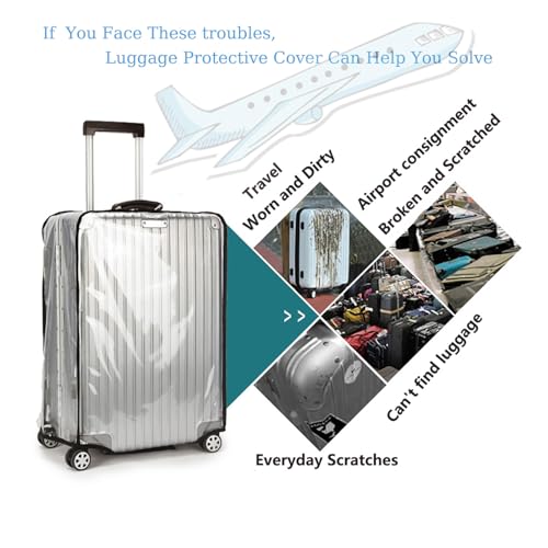Wsstacxy 3-Pieces Luggage Cover Protectors Clear PVC Suitcase Cover Set Suitcase Covers Transparent Waterproof Suitcase Sleeve for 20-24-28inch Luggage (20 24 28Inch) - Image 5