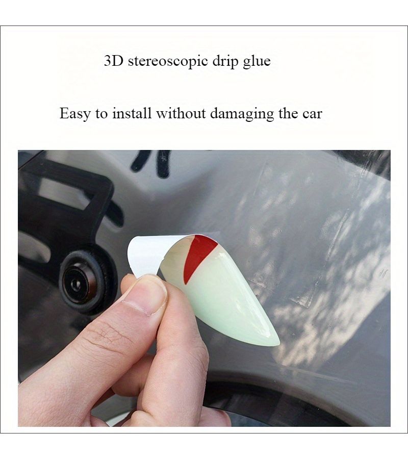 3D Ellipse Red Luminous Car Motorcycle Decorative Front Sticker Decal - Image 4