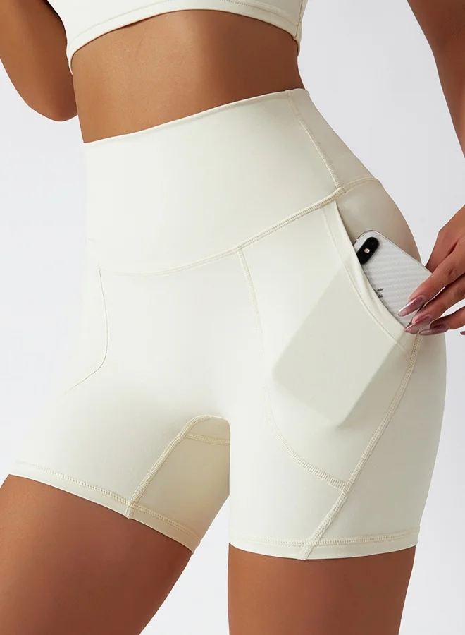 كون.يوغا Womens High Waist Contour Workout Sport Yoga Shorts Tummy Control With Pockets.