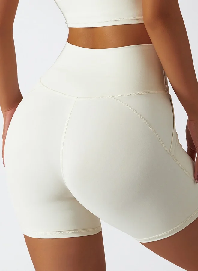 كون.يوغا Womens High Waist Contour Workout Sport Yoga Shorts Tummy Control With Pockets.