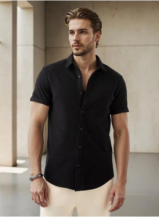 ايكونيك Iconic Textured Slim Fit Shirt