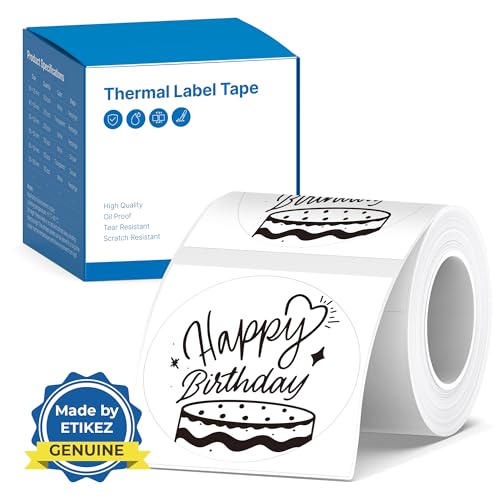 ETIKEZ Thermal Label for PM260 Printer, 2'' (50x50mm) Thermal Tape, Waterproof, Multi-Purpose Label, 1 Roll of 150 Self-Adhesive Thermal Paper (White) - Image 1