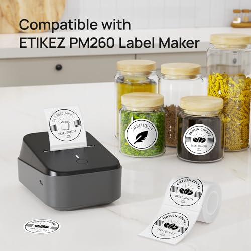 ETIKEZ Thermal Label for PM260 Printer, 2'' (50x50mm) Thermal Tape, Waterproof, Multi-Purpose Label, 1 Roll of 150 Self-Adhesive Thermal Paper (White) - Image 3