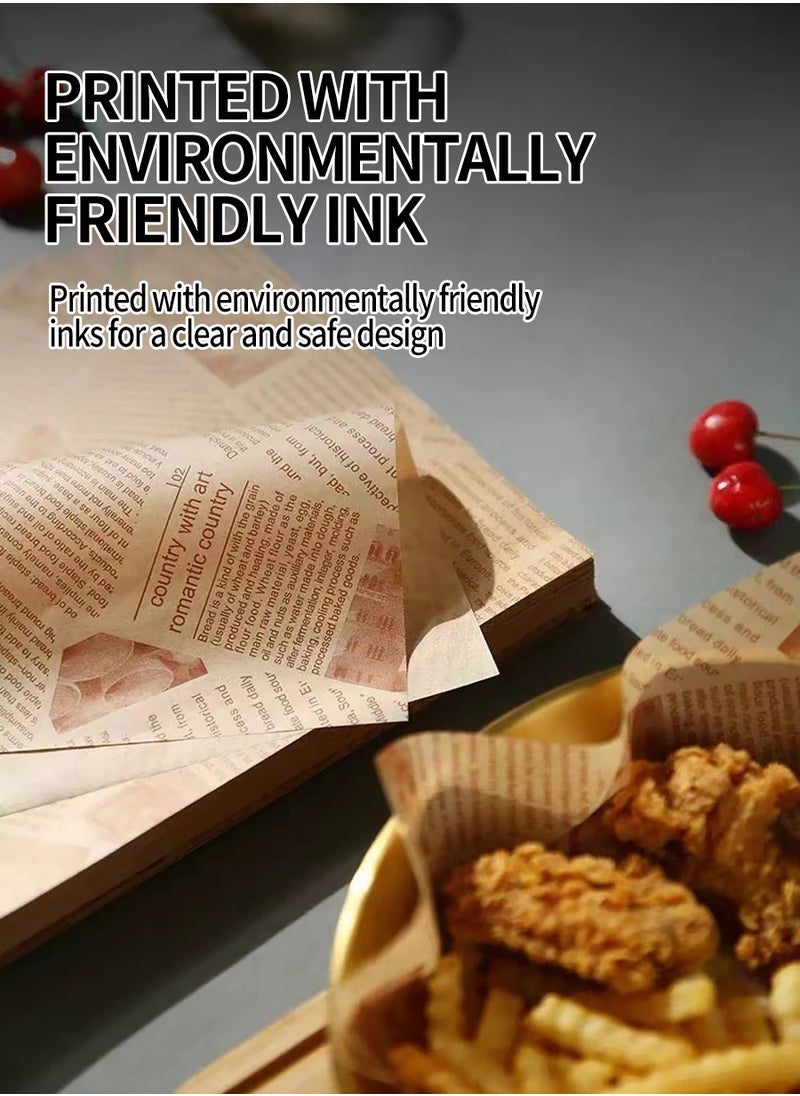 Beirui 100 Sheets of baking paper, Greaseproof paper for food packaging, Grease proof paper, Sandwich wrappers, Hamburger wrappers for picnics, baking, plate liners, air fryer paper  - Image 2