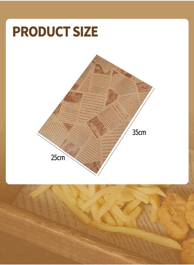 Beirui 100 Sheets of baking paper, Greaseproof paper for food packaging, Grease proof paper, Sandwich wrappers, Hamburger wrappers for picnics, baking, plate liners, air fryer paper  - Image 3