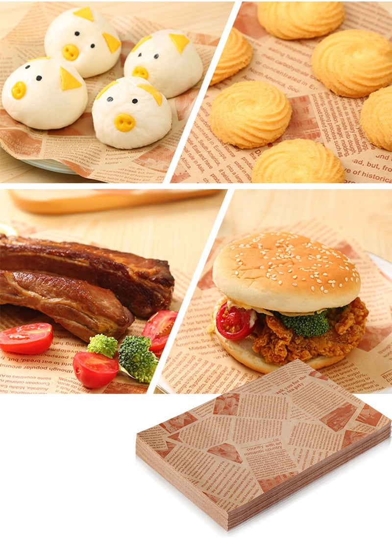 Beirui 100 Sheets of baking paper, Greaseproof paper for food packaging, Grease proof paper, Sandwich wrappers, Hamburger wrappers for picnics, baking, plate liners, air fryer paper  - Image 5