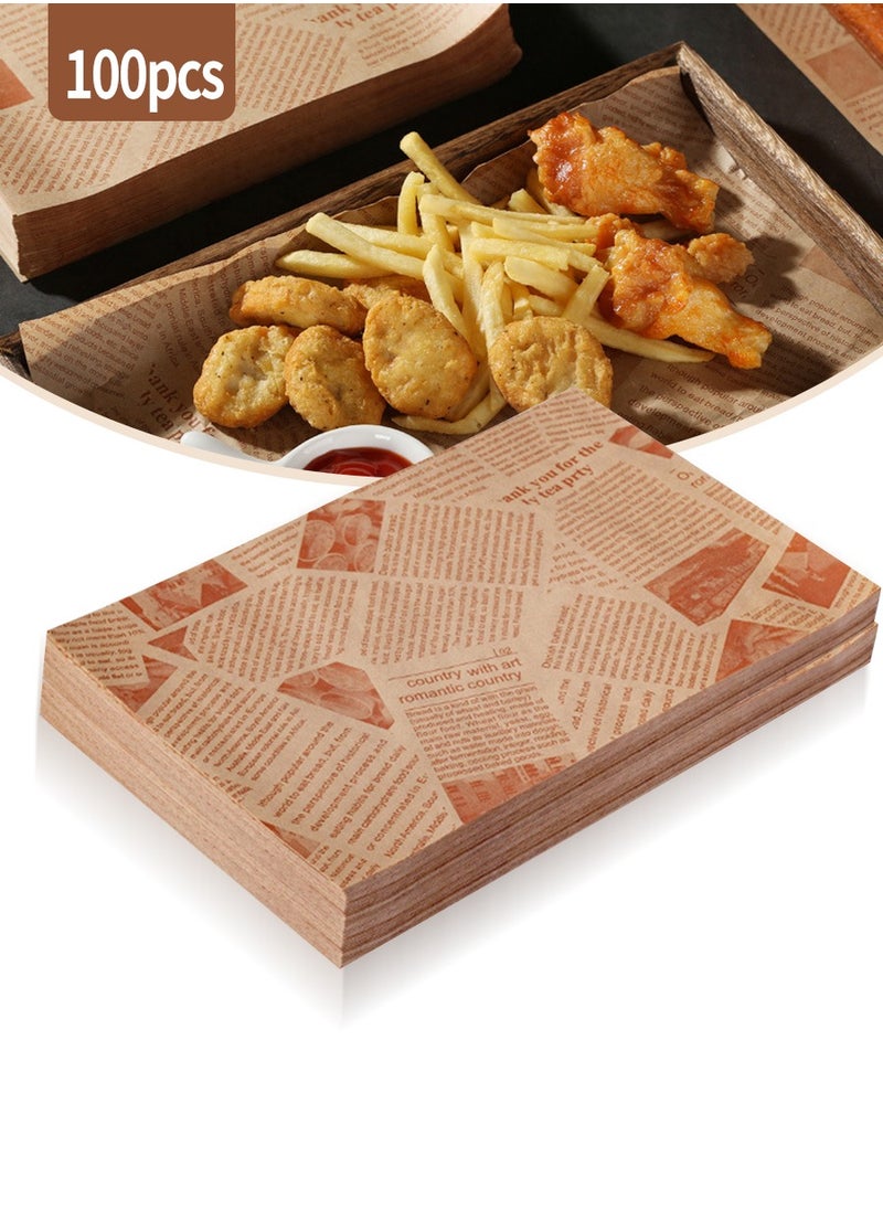 Beirui 100 Sheets of baking paper, Greaseproof paper for food packaging, Grease proof paper, Sandwich wrappers, Hamburger wrappers for picnics, baking, plate liners, air fryer paper  - Image 1