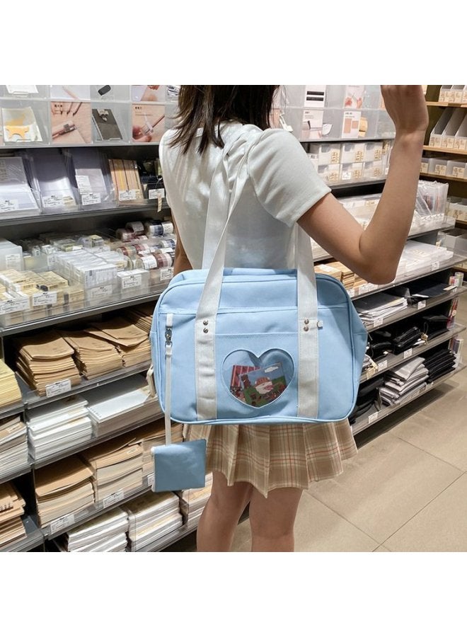 Japanese Uniform Bag Jk Bag Cute Heart-Shaped Soft Girl School Uniform Bag Pain Bag Academic Style Shoulder Bag Lolita Bag
