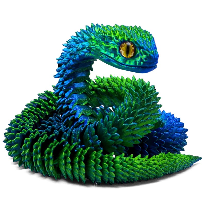 Binvin 3D Printed AnimalsSnake Viper3D Printed Snake Toys Articulated Snake 3D Printed Animals Animal Model Ornaments Creative Funny Toy Festival Gift for Frends Blue Green 24Inch - Image 3