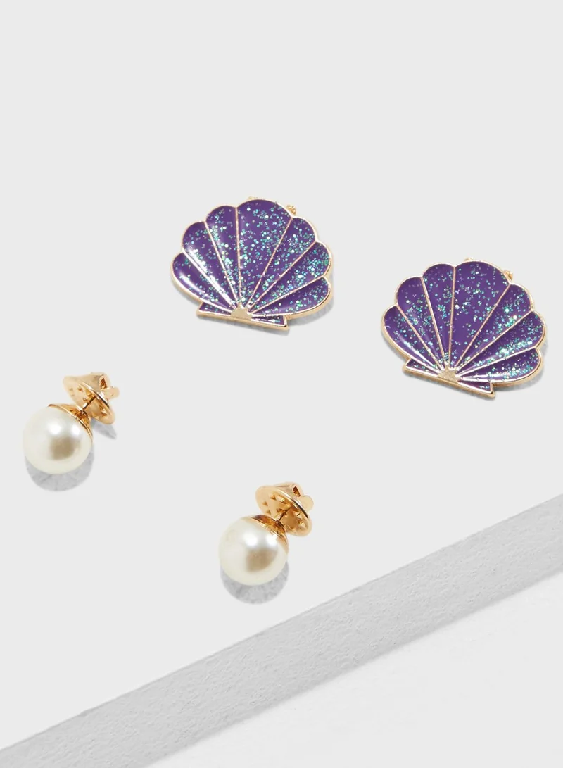 Funky Fish Shell And Pearl Pins
