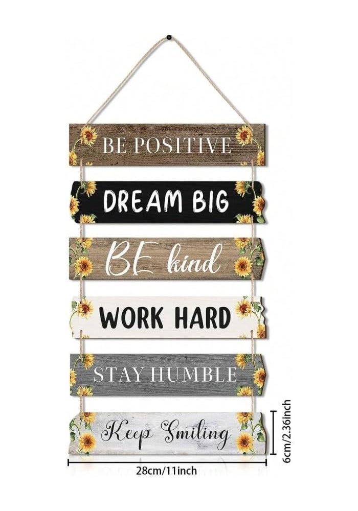 Al Raied ARS Inspirational Rules Hanging Plaque Sunflower Motivational Wooden Wall Decor Sign - Image 4