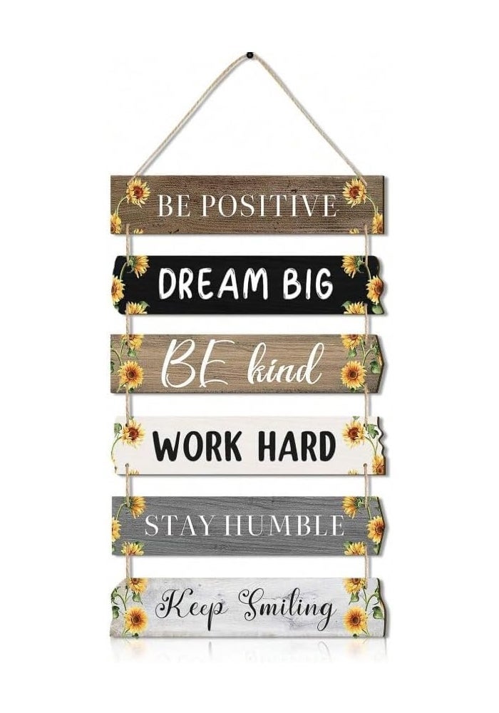 Al Raied ARS Inspirational Rules Hanging Plaque Sunflower Motivational Wooden Wall Decor Sign - Image 2