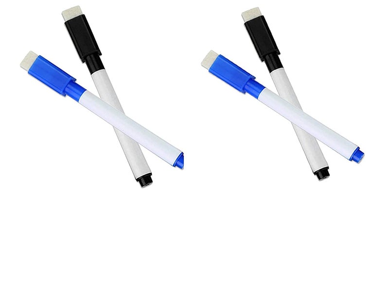 deziine� Magnetic Whiteboard Pen Erasable Marker Office School Stationery Supplies TWO BLACK & TWO BLUE - Image 1