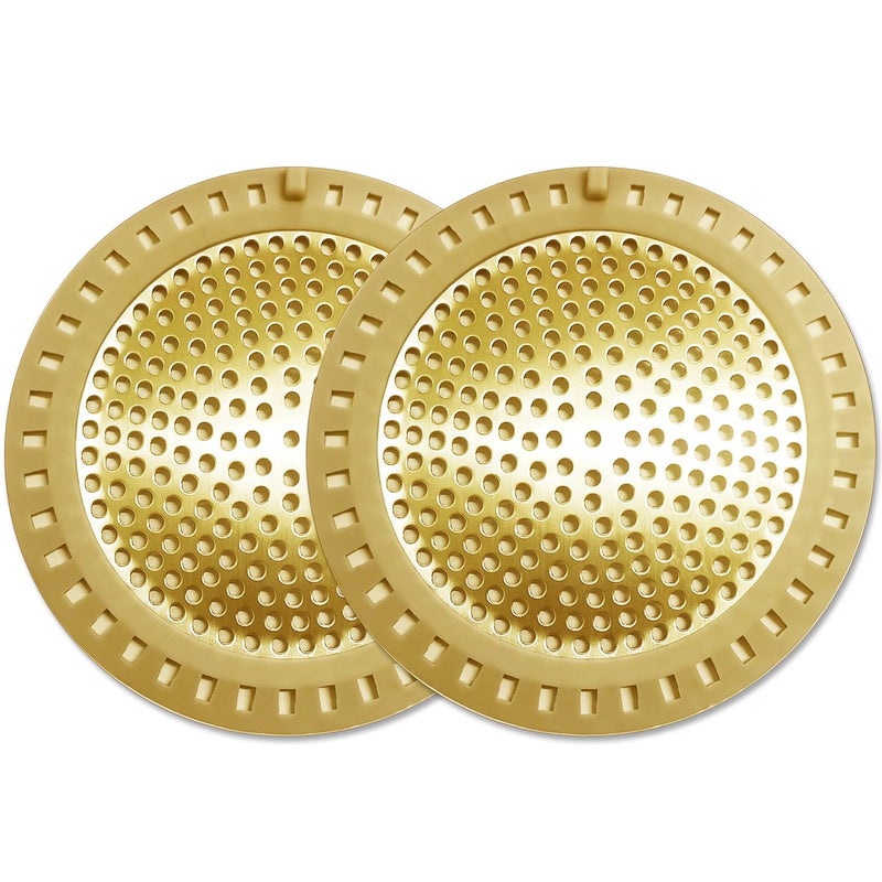 Seatery 2PCS Hair Catcher Shower DrainStrainerCoverFilterTrap Bathtub Drain Cover Hair Catcher Hair Stopper for Bathroom SinkFloor Drain Stainless Steel and Silicone Drain Strainer Gold